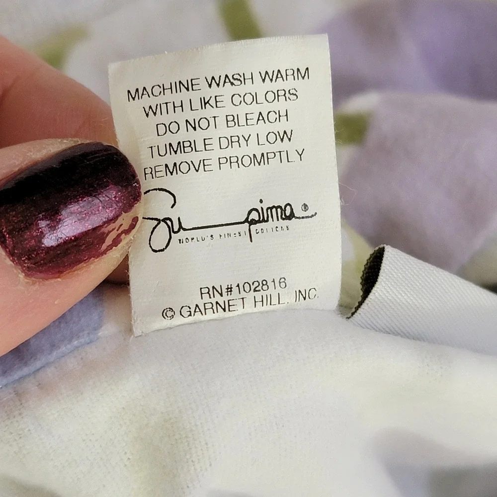 Garnet Hill 100% Supima Cotton Flannel Queen Duvet Cover Floral Made in Portugal